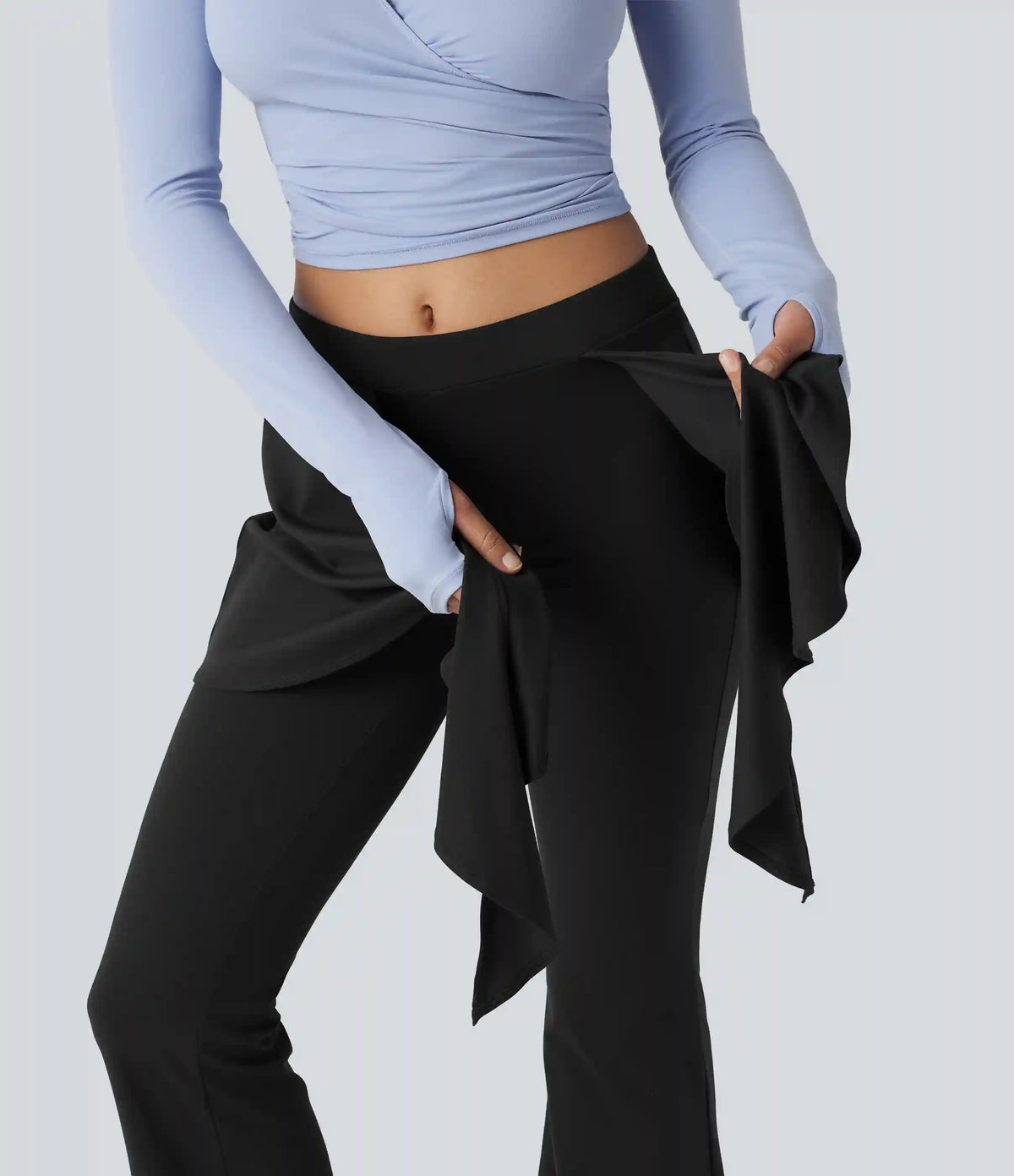 SoftlyZero™ Mid Rise Tie Front Flare Dance Leggings-UPF50+
