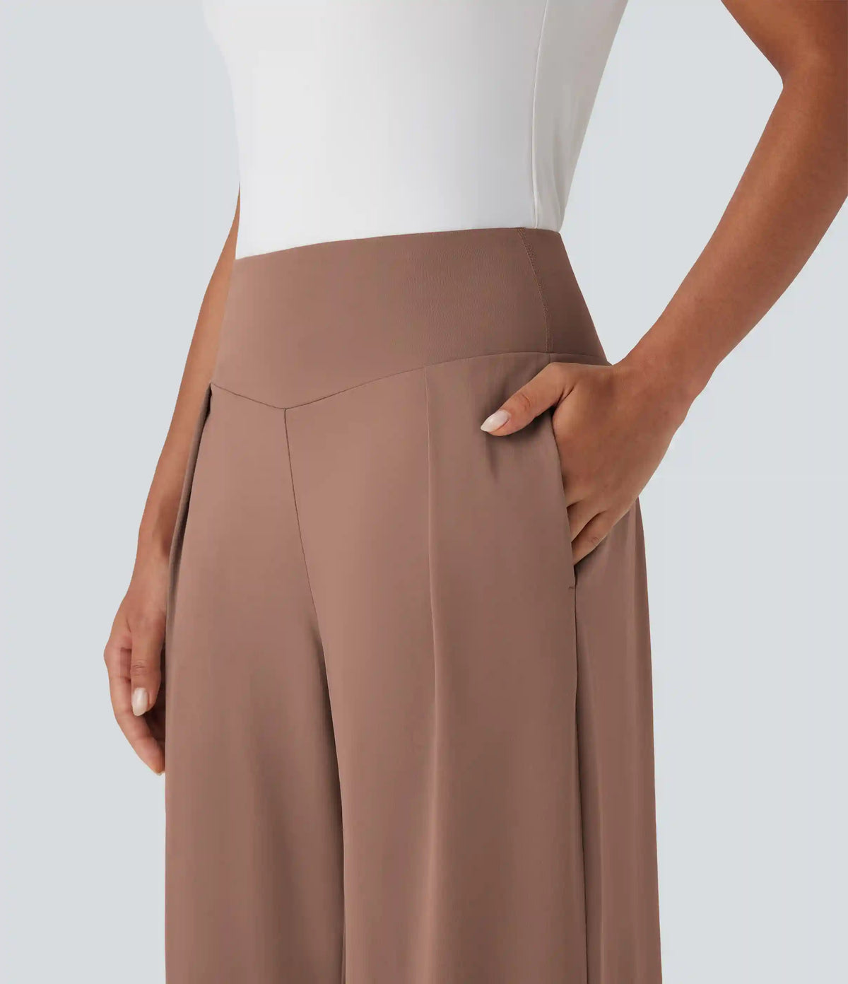 High Waisted Wide Leg Baggy Casual Pants with Pockets
