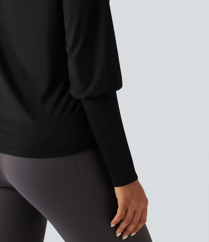 Boat Neck Long Sleeve Quick Dry Yoga Sports Top