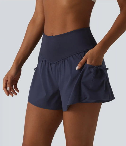 High Waisted 2-in-1 Workout Baggy Shorts with Pockets