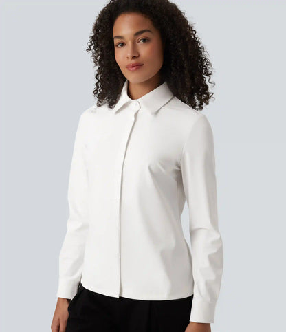 Wrinkle Recovery Collar Long Sleeve Quick Dry Work Shirt