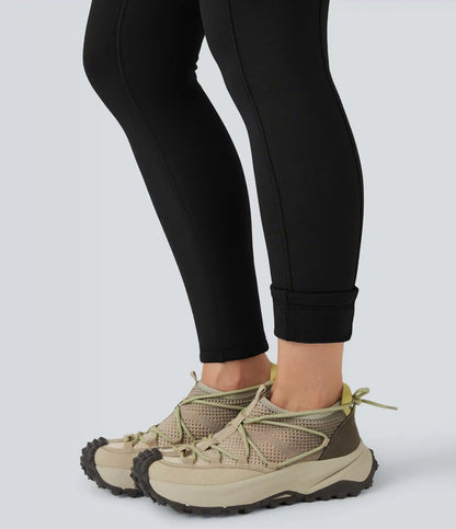 High Waisted Drawstring Fleece 7/8 Hiking Leggings with Pocket