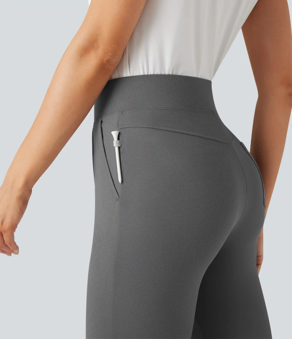 High Waisted Pockets Quick Dry Golf Flare Pants-Golf Tee Pocket-UPF40+