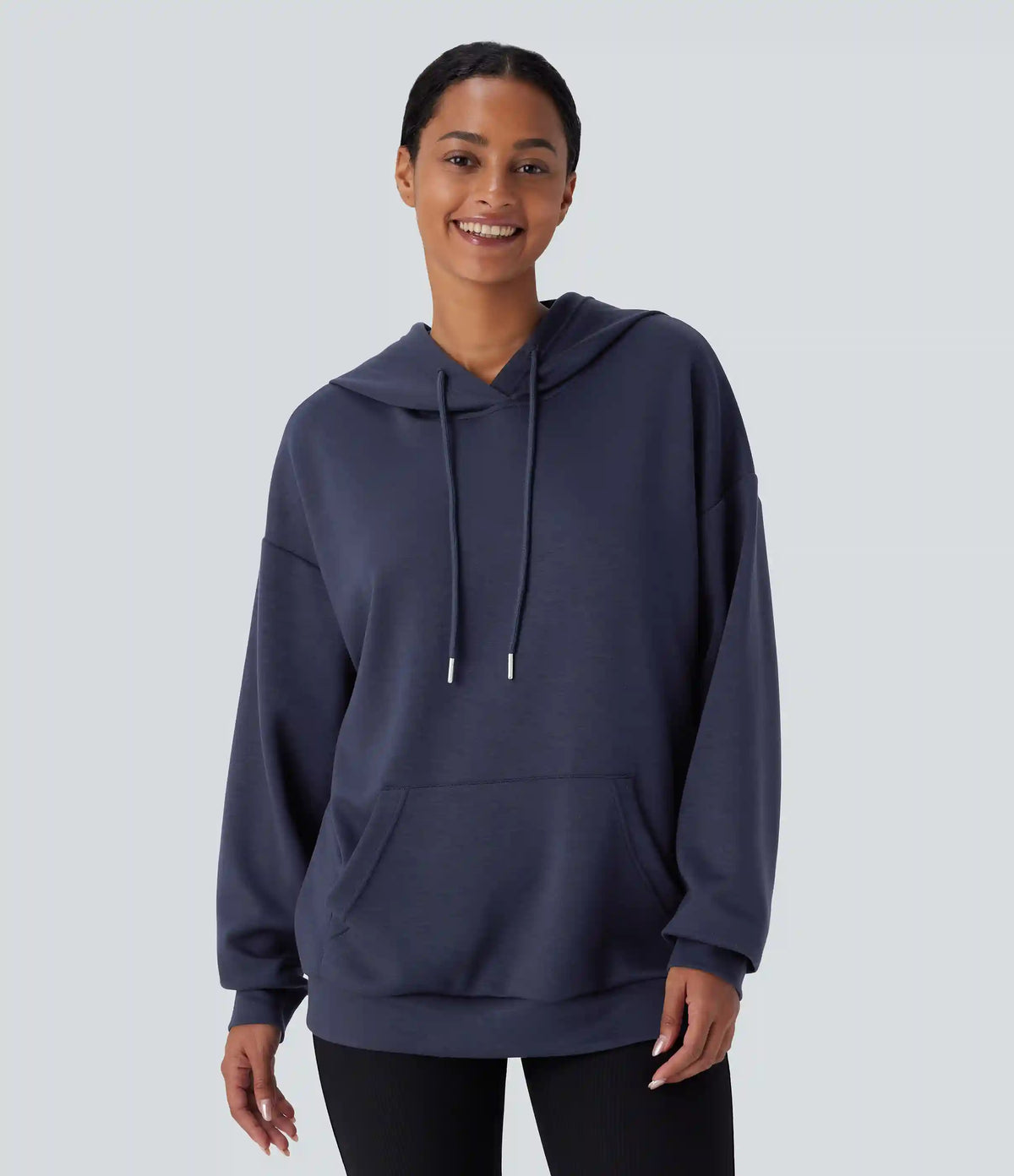 Hooded Drawstring Long Sleeve Kangaroo Pocket Crossover Casual Sweatshirt