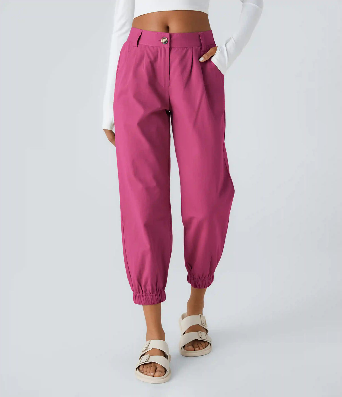Mid Rise Casual Joggers with Pockets