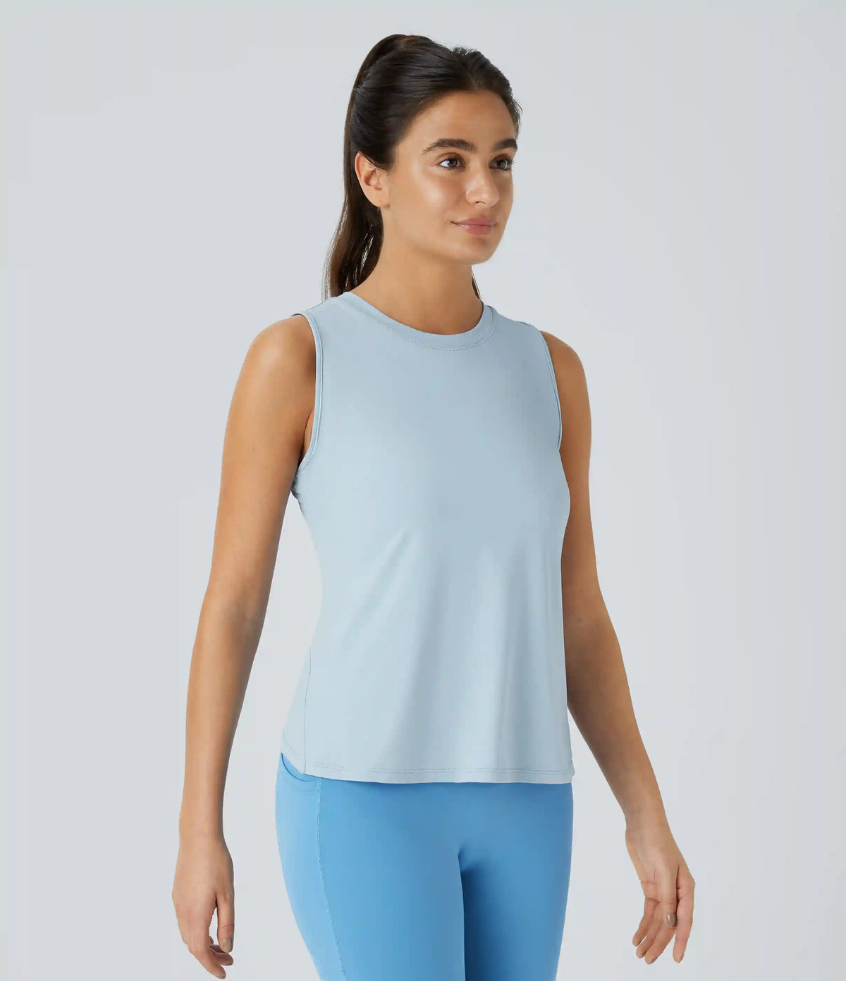 Cut Out Crossover Hem Solid Yoga Tank Top