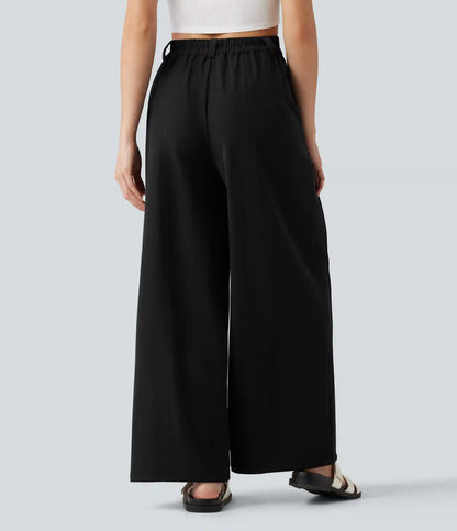 Mid Rise Work Wide-leg Pants with Pockets