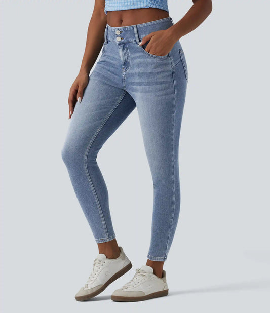 Halara Flex™ Mid Rise Draped Lyocell Washed Skinny Casual Jeans with Pockets