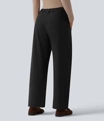 Mid Rise Work Barrel Leg Pants with Pockets