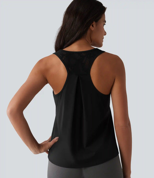 SoftlyZero™ Airy Racerback Contrast Lace InstantCool Workout Tank Top