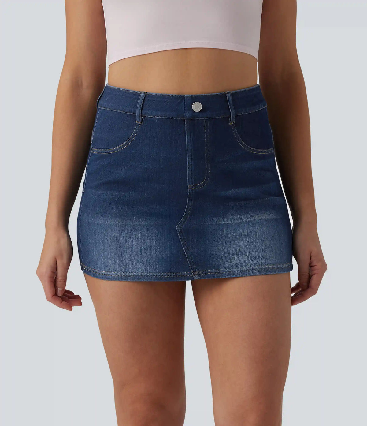 Halara Flex™ High Waisted Bodycon Micro Mini Denim Casual Skort with Pockets