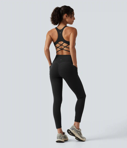 Halara UltraSculpt™ Built-in Bra Tummy Control Workout Jumpsuit with Pockets-Easy Peezy Edition