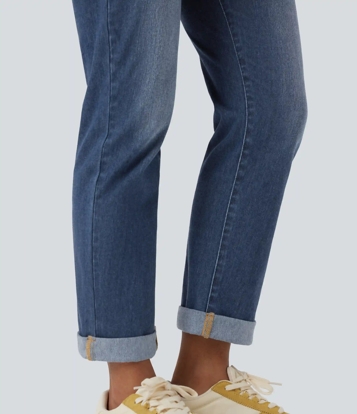 Halara Flex™ High Waisted Rolled Hem Casaul Slim Jeans with Pockets