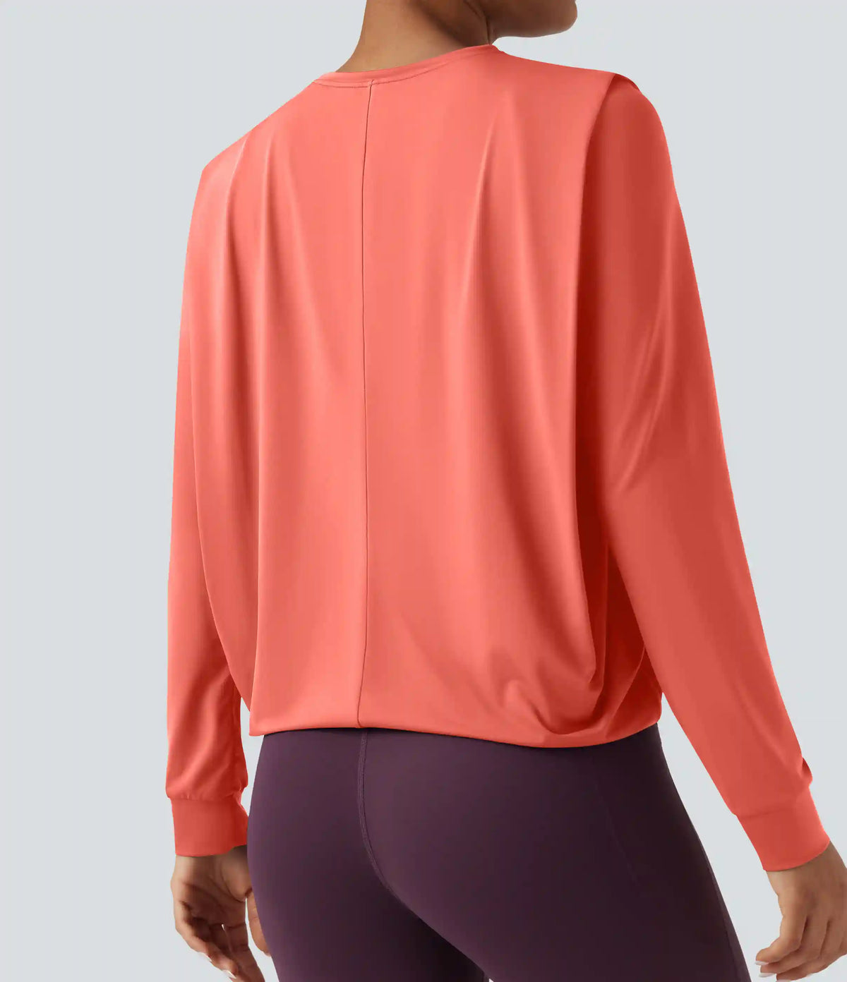 Round Neck Long Sleeve Ruched Yoga Sports Top-UPF50+
