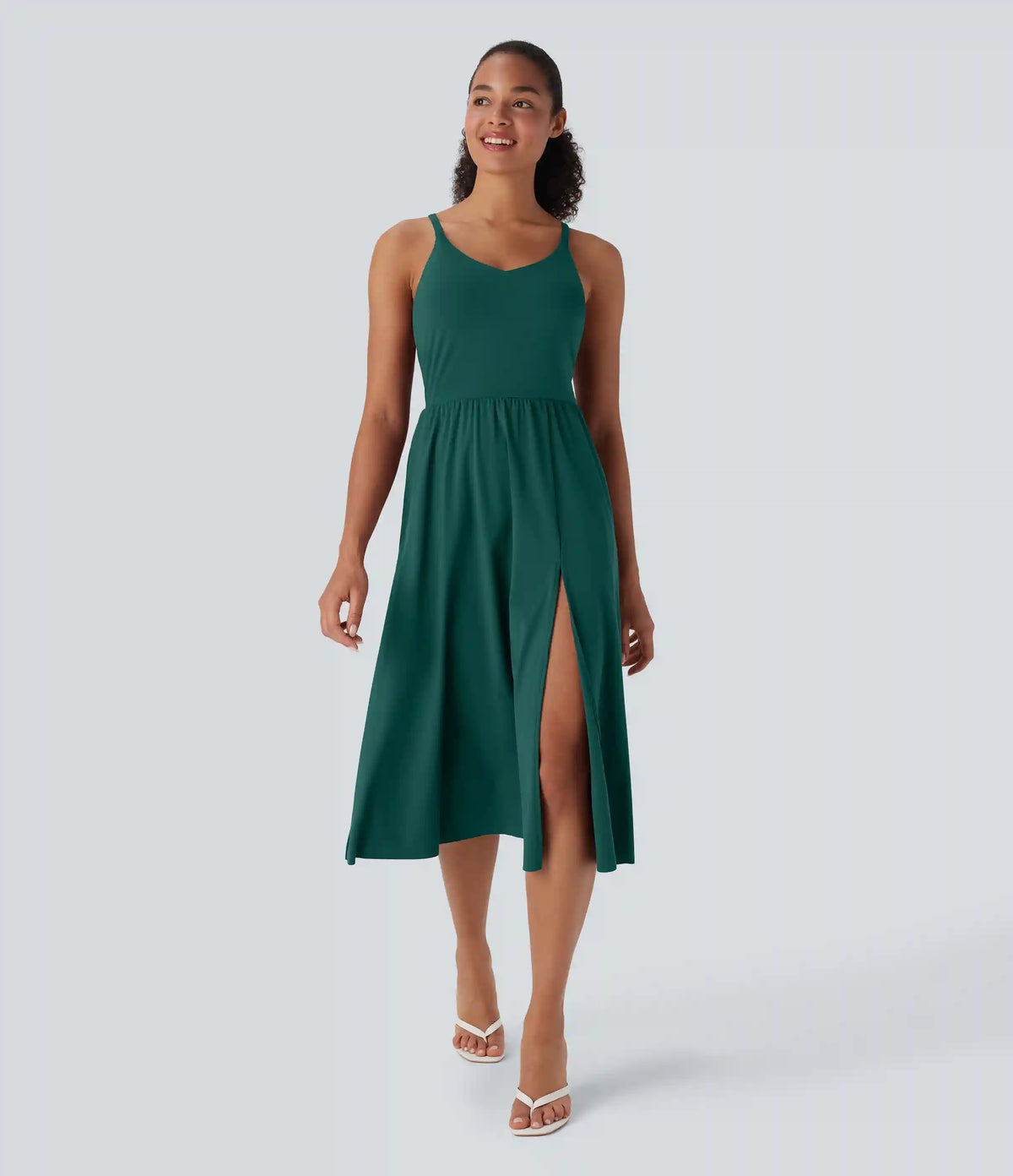 SoftlyZero™ Airy Racerback InstantCool Casual Slip Dress with Pockets DD-F Cups