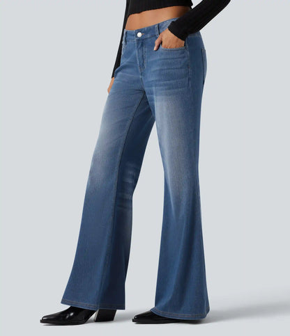 Halara Flex™ Low Rise Flare Washed Casual Jeans with Pockets