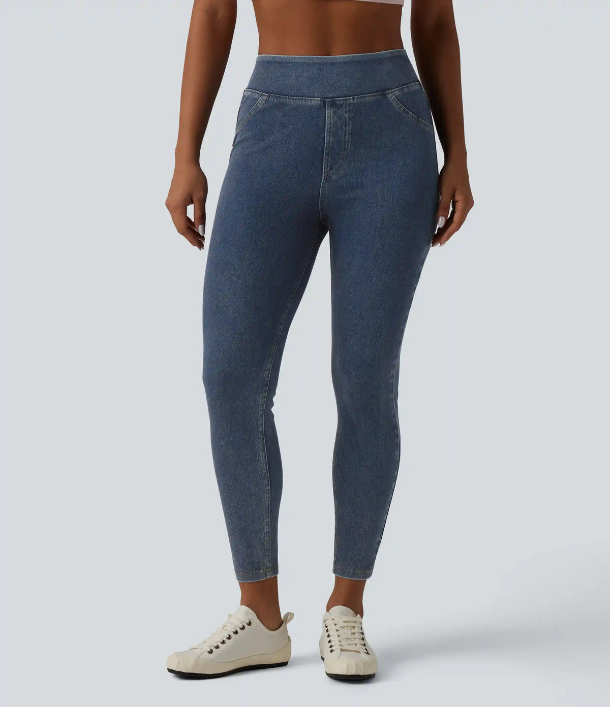 Halara Flex™ High Waisted Draped Lyocell Denim Casual 7/8 Leggings with Pockets