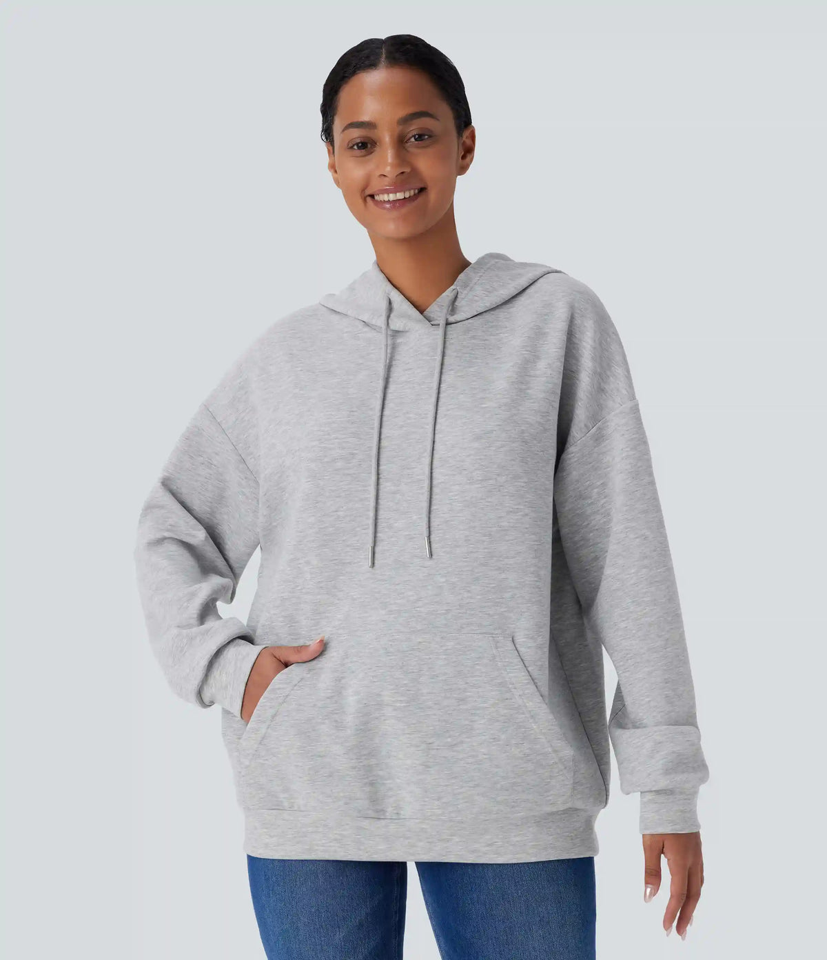 Hooded Drawstring Long Sleeve Kangaroo Pocket Crossover Casual Sweatshirt
