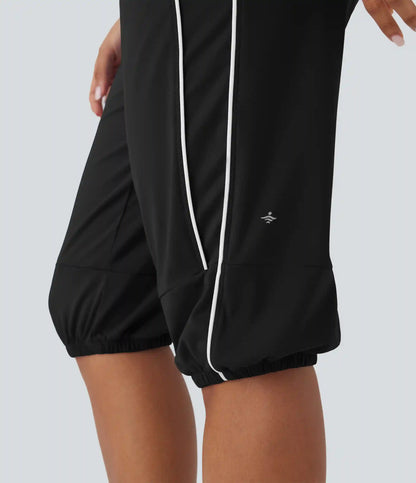 SoftlyZero™ Airy Mid Rise Drawstring Pocket Color Block Contrast Binding InstantCool Dance Pedal Pusher Joggers