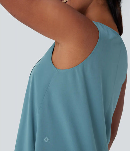 Breezeful™ V Neck Sleeveless Layered Flowy Quick Dry Midi Casual Dress