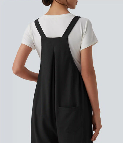 Adjustable Straps Waffle Casual Maternity Overalls with Pockets