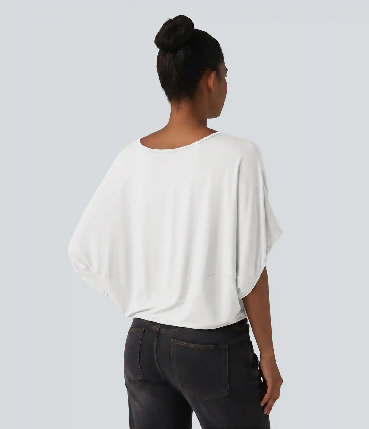 Round Neck Batwing Sleeve Relaxed Casual Top