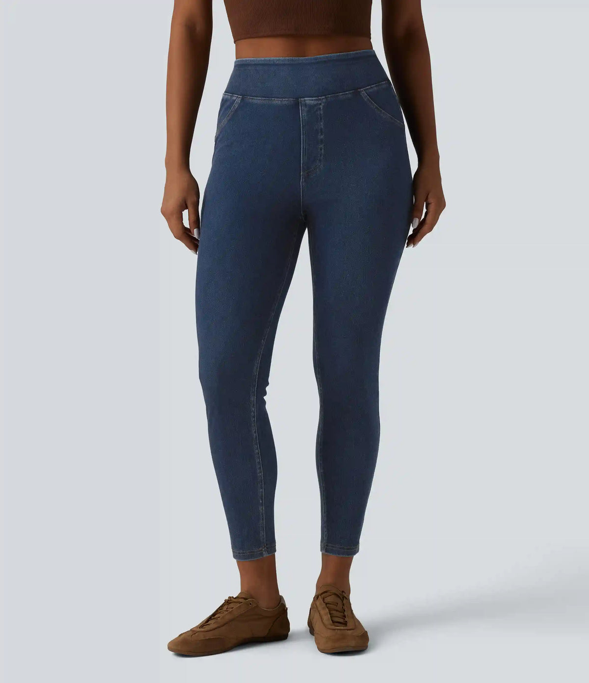 Halara Flex™ High Waisted Draped Lyocell Denim Casual 7/8 Leggings with Pockets