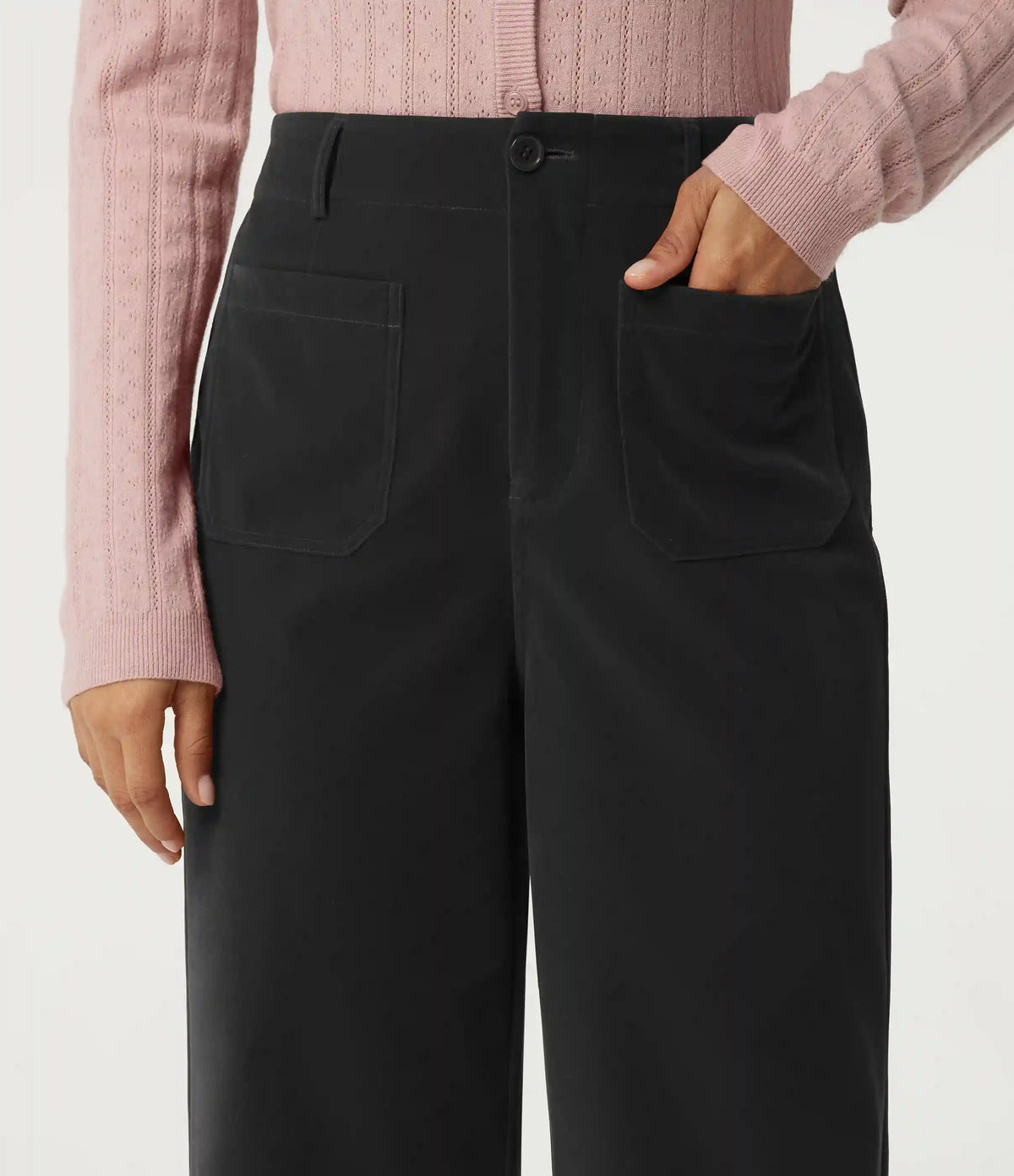 High Waisted Straight Leg Velvet Casual Pants with Pockets