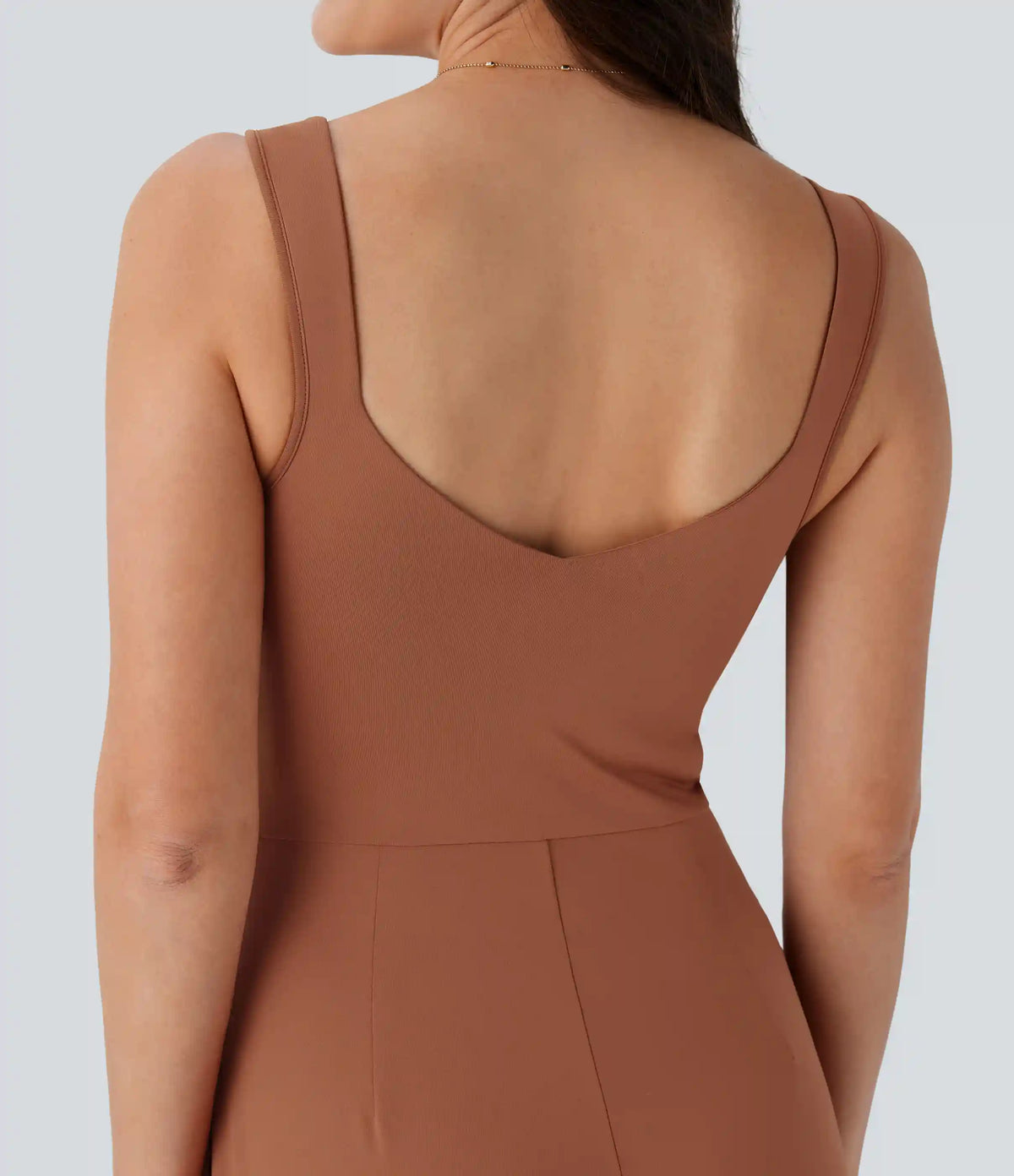 U Back Sleeveless Casual Jumpsuit with Pockets