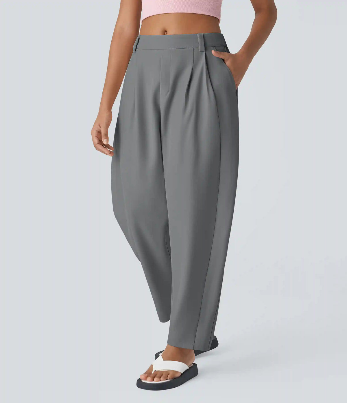 Mid Rise Pocket Barrel Leg Baggy Work Pants