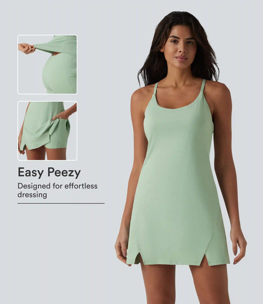 SoftlyZero™ Airy 2-in-1 InstantCool Mini Dance Active Slip Dress with Pockets-Easy Peezy Edition