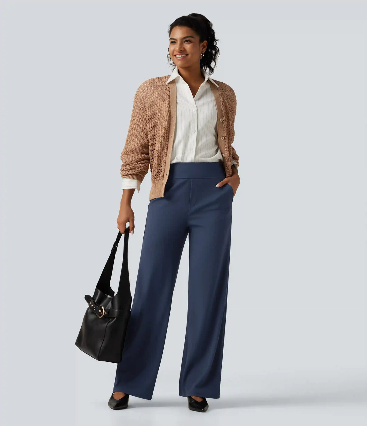 Halara Flex™ High Waisted Wide Leg Waffle Work Pants with Pockets