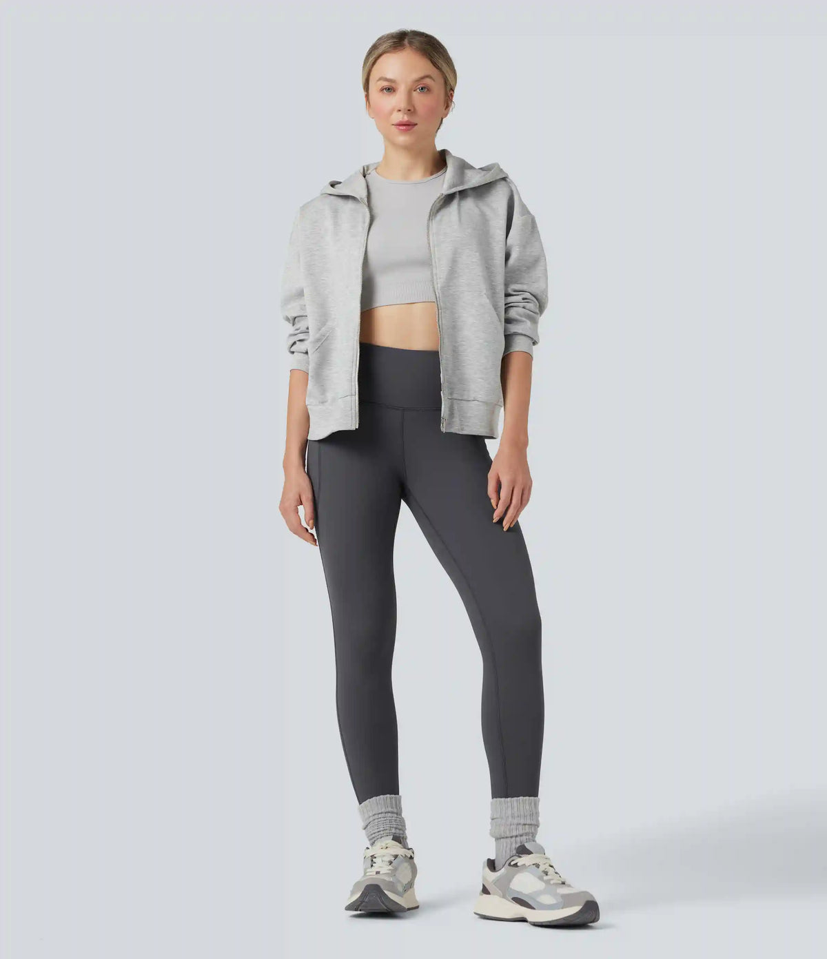 High Waisted Fleece 7/8 Hiking Leggings with Pockets