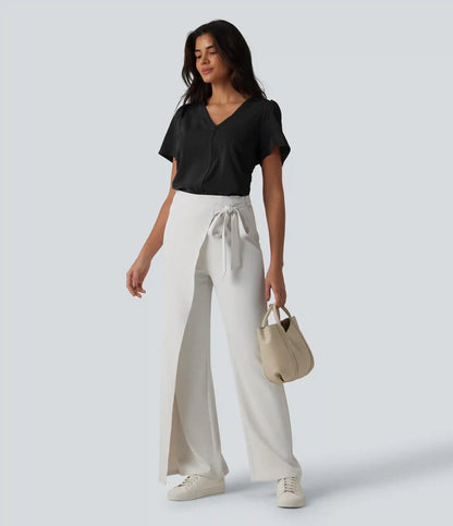 V Neck Short Sleeve Work Top