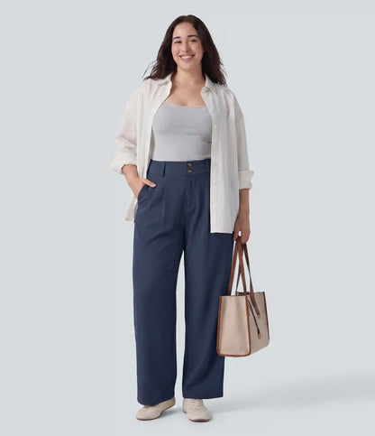 Plus Size Halara Flex™ High Waisted Tapered Waffle Work Pants with Pockets