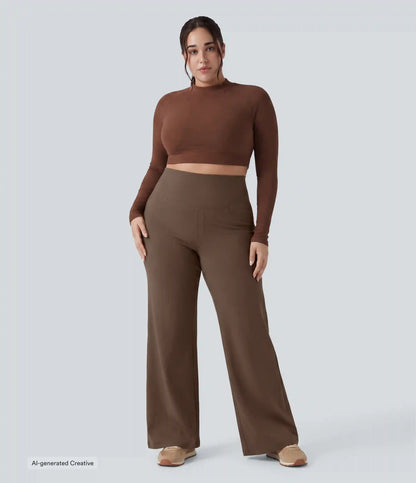 Plus Size DayStretch High Waisted Tummy Control Wide Leg Baggy Yoga Pants with Pockets