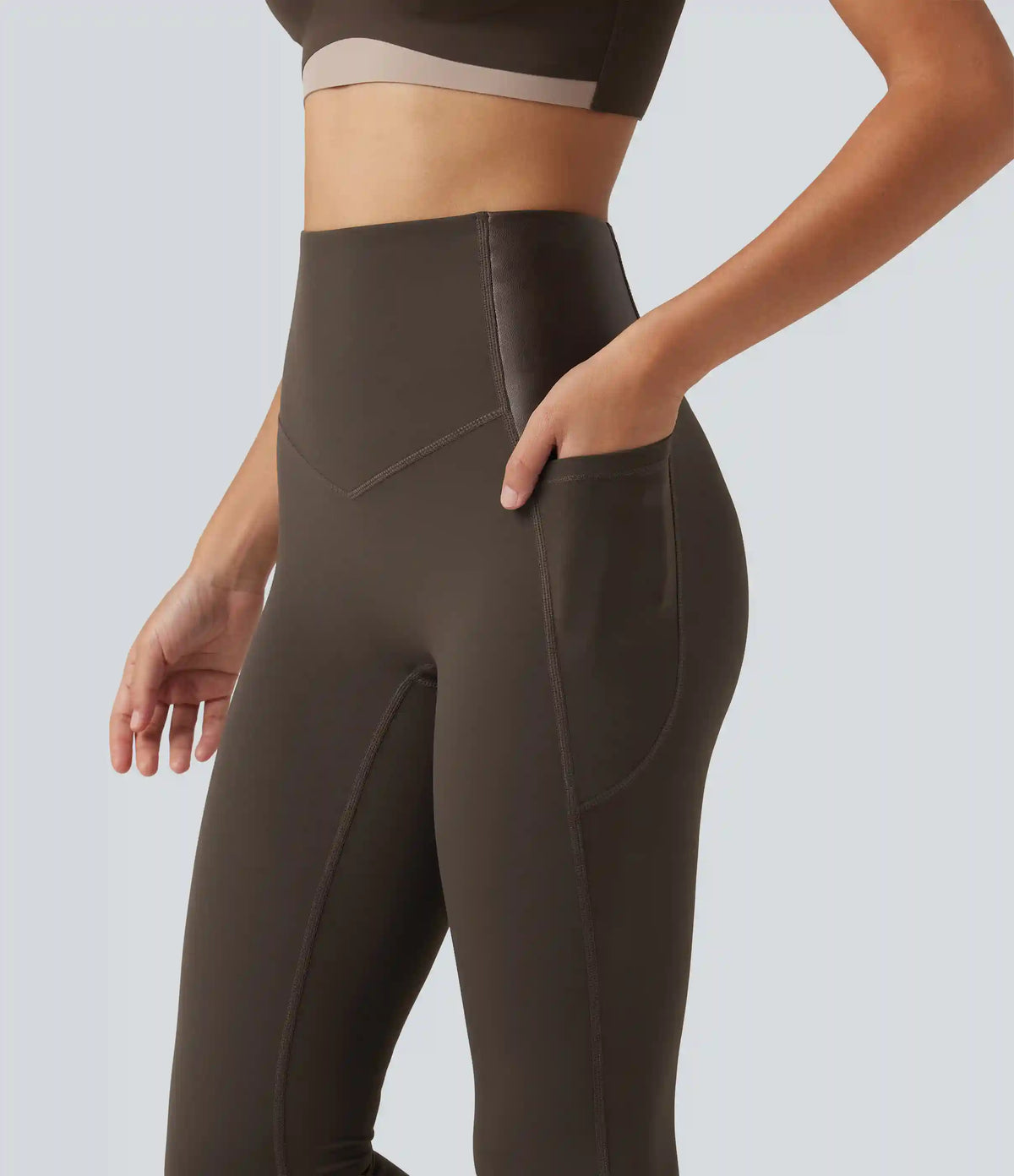 Halara UltraSculpt™ High Waisted Tummy Control Stretchy PU Yoga Leggings with Pockets