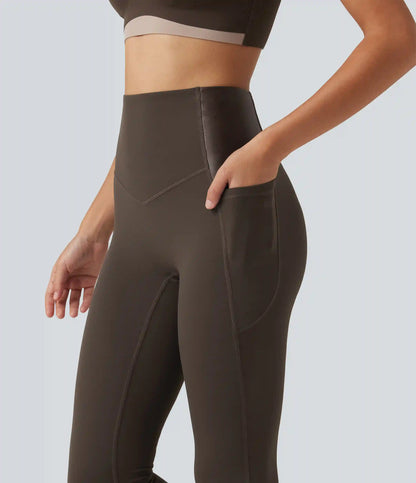 Halara UltraSculpt™ High Waisted Tummy Control Stretchy PU Yoga Leggings with Pockets