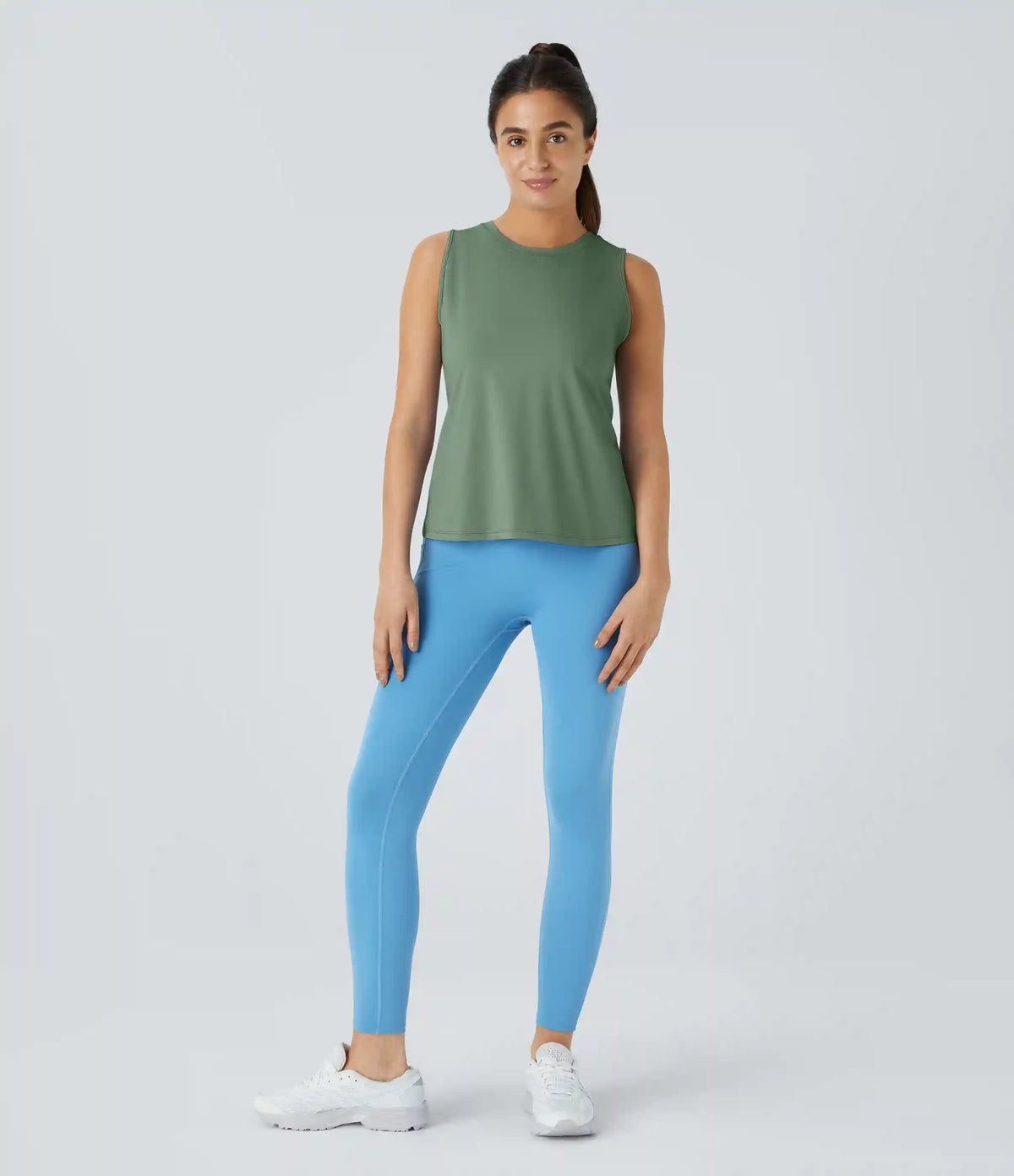 Cut Out Crossover Hem Solid Yoga Tank Top