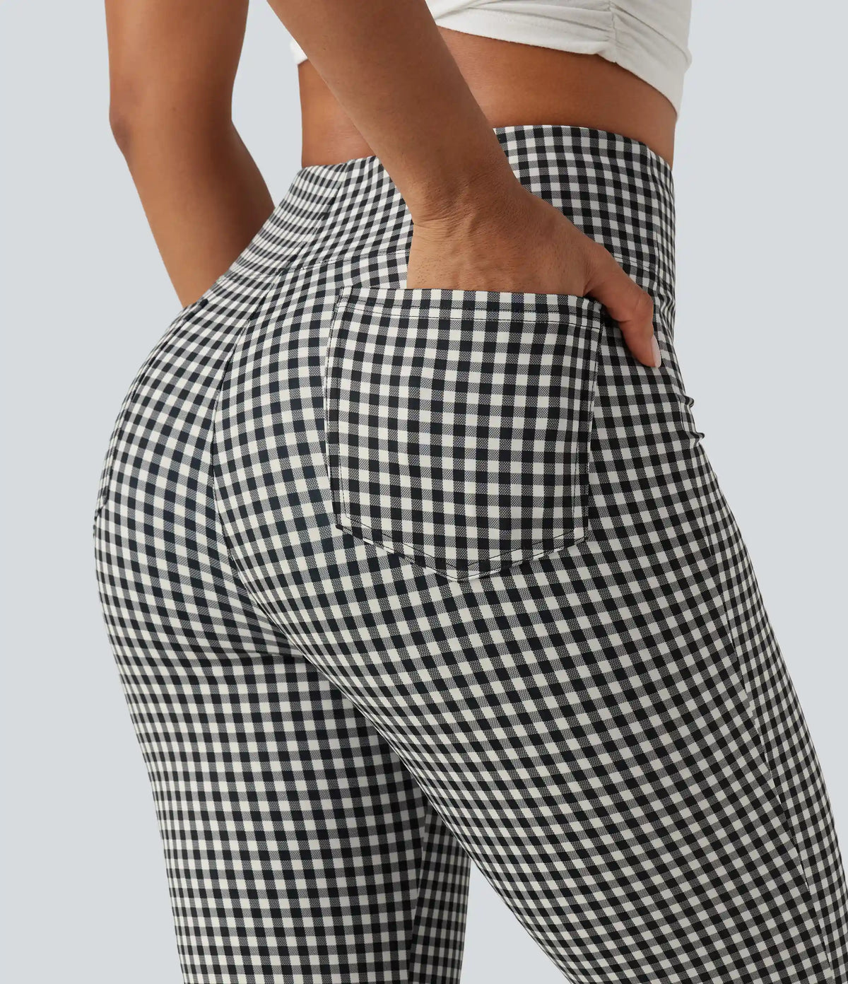 Halara Flex™ High Waisted Plaid Bootcut Work Pants with Pockets