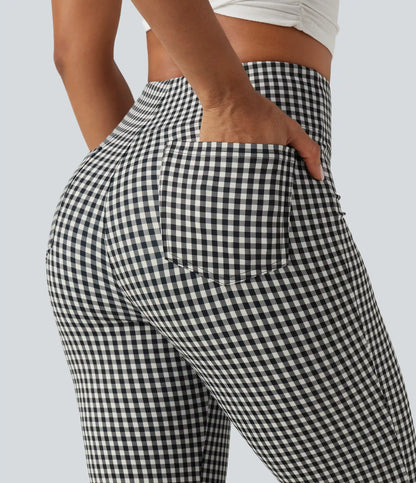 Halara Flex™ High Waisted Plaid Bootcut Work Pants with Pockets