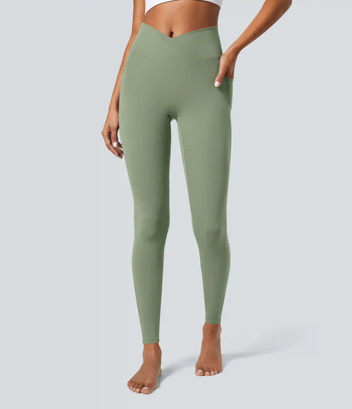 SoftlyZero™ Crossover Pocket Plain Leggings