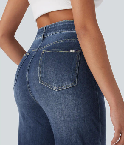 Halara Flex™ High Waisted Tummy Control Pockets Straight Leg Washed Casual Jeans