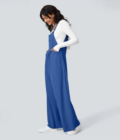 Pockets Waffle Casual Overalls