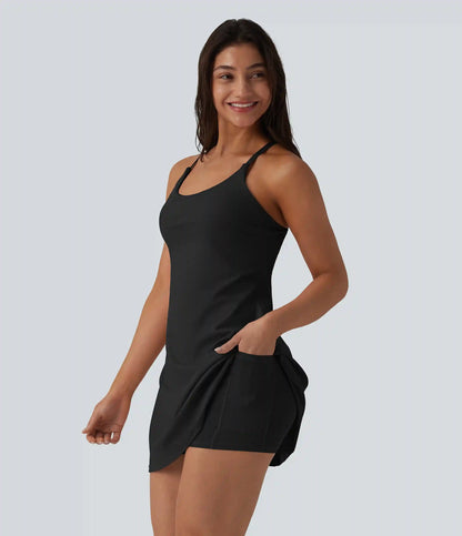 SoftlyZero™ Plush Push-Up Adjustable Straps Crisscross Backless Built-in Bra Dance Active Dress-Easy Peezy Edition