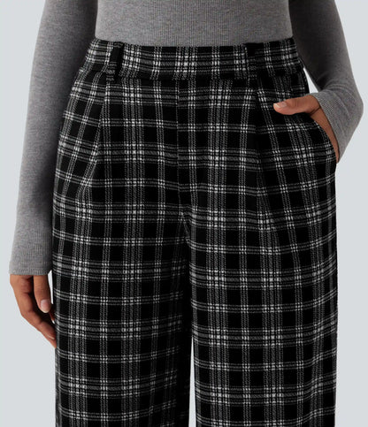 Halara Flex™ High Waisted Straight Leg Houndstooth Plaid Work Pants with Pockets