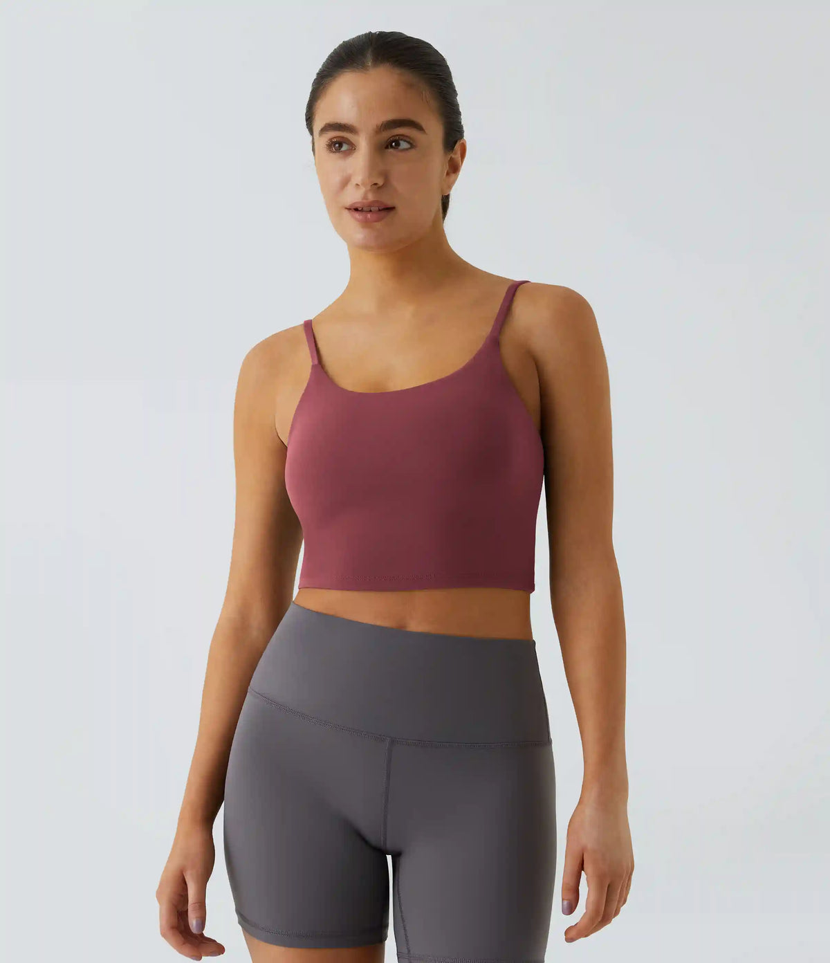 Basic Padded Workout Cropped Low Support Tank Top A-D Cups