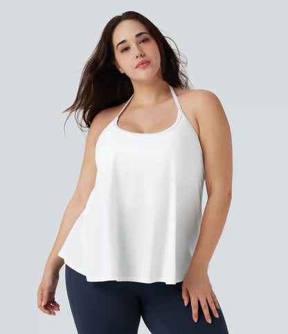 Plus Size SoftlyZero™ Airy Halter Draped InstantCool Yoga Sports Top
