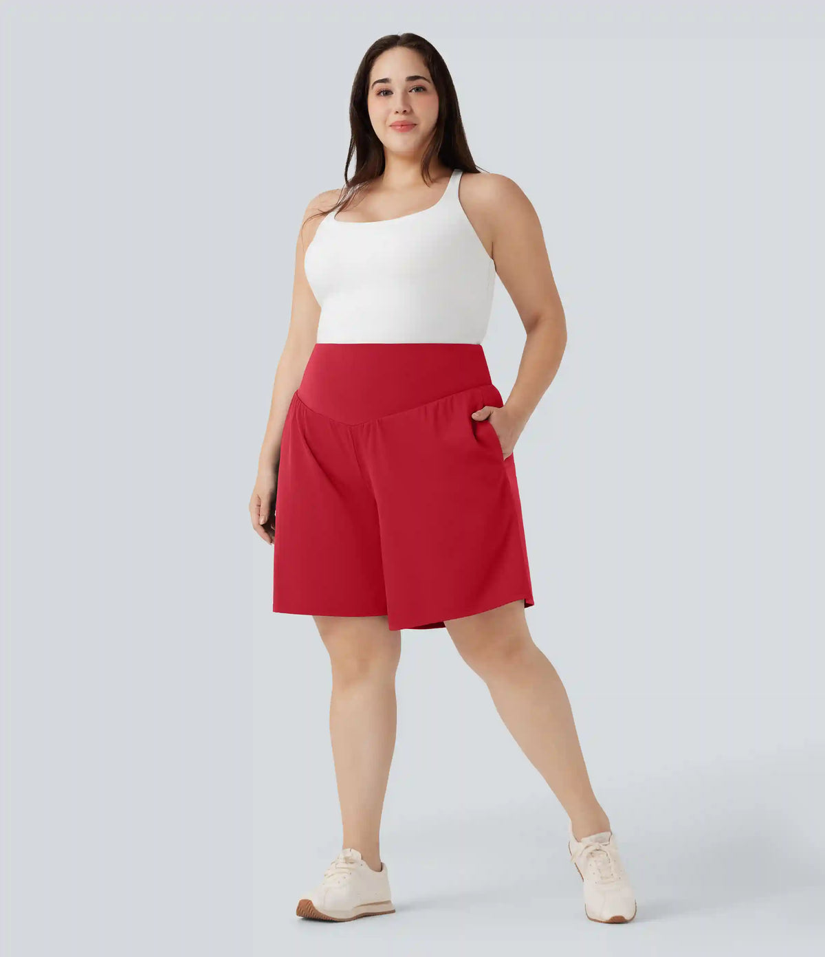 Plus Size SoftlyZero™ Airy High Waisted InstantCool Yoga Bermuda Shorts with Pockets