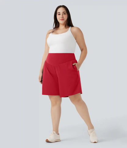 Plus Size SoftlyZero™ Airy High Waisted InstantCool Yoga Bermuda Shorts with Pockets